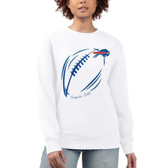 Buffalo Bills G-III 4Her by Carl Banks Women's Football Logo Graphic Fleece Tri-Blend Pullover Sweatshirt White