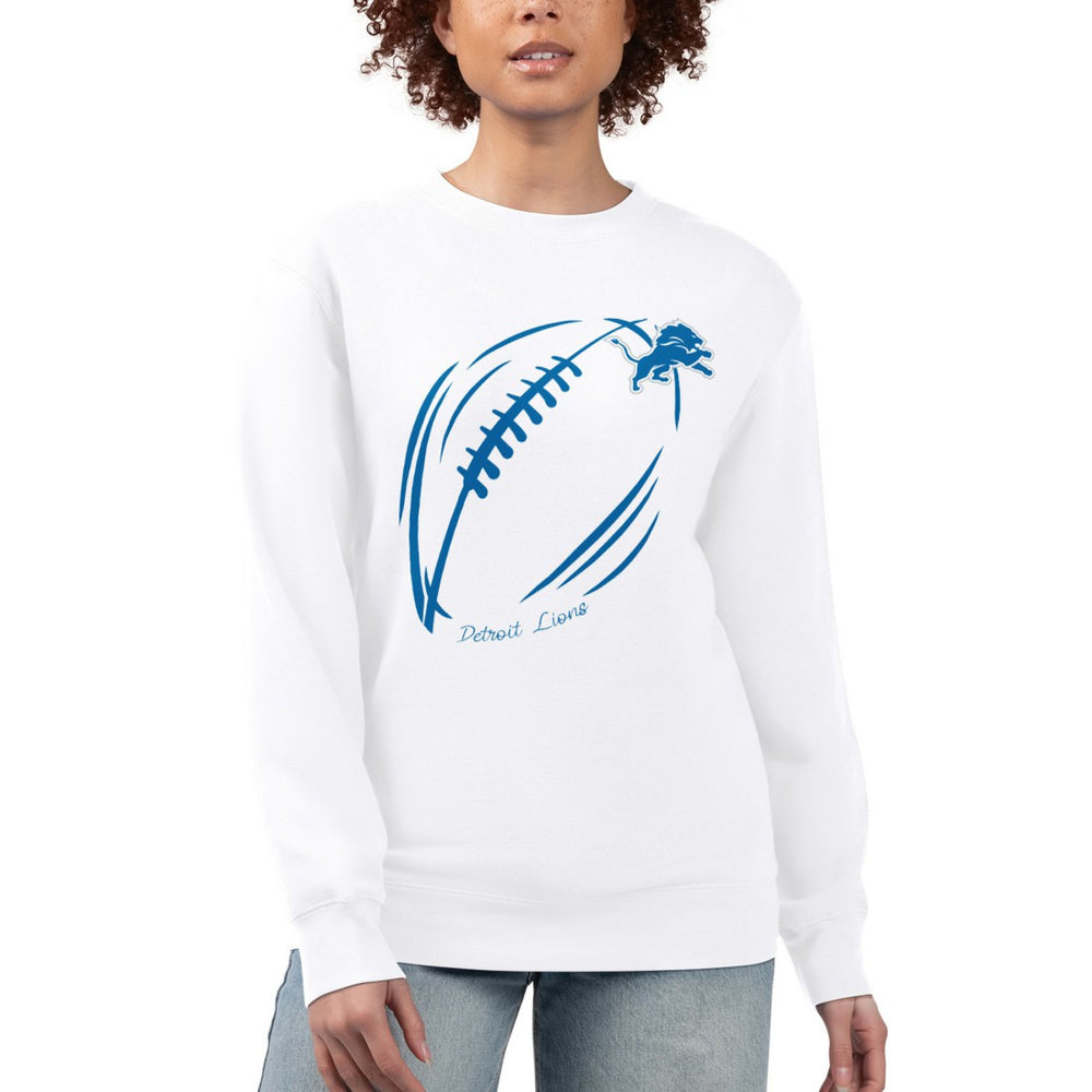 Detroit Lions G-III 4Her by Carl Banks Women's Football Logo Graphic Fleece Tri-Blend Pullover Sweatshirt White