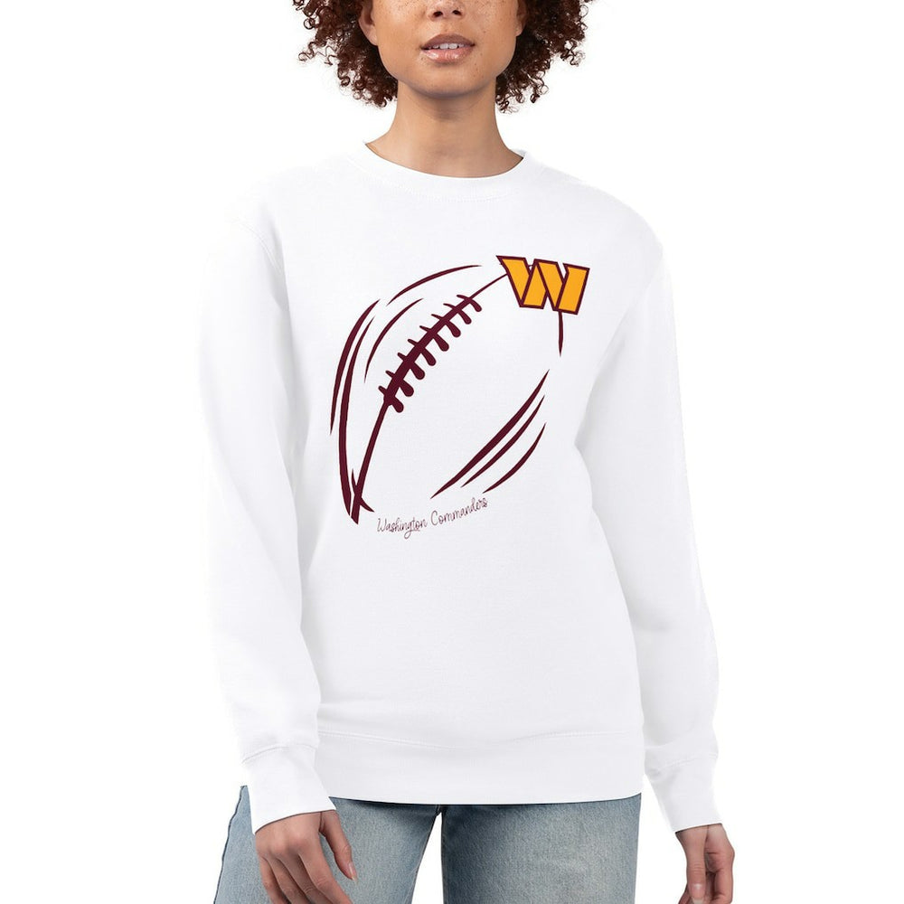 Washington Commanders G-III 4Her by Carl Banks Women's Football Logo Graphic Fleece Tri-Blend Pullover Sweatshirt White
