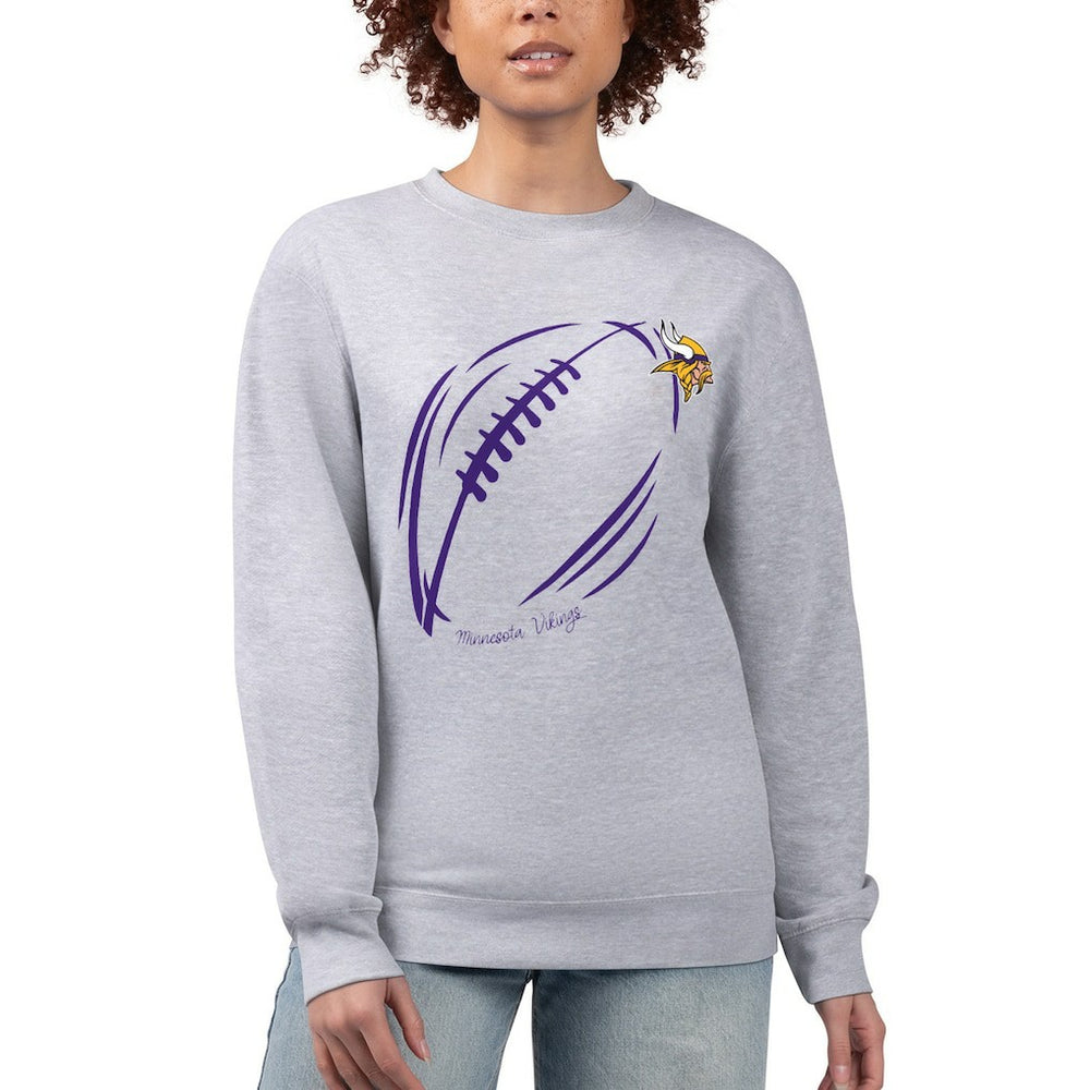 Minnesota Vikings G-III 4Her by Carl Banks Women's Football Logo Graphic Fleece Tri-Blend Pullover Sweatshirt Heather Gray