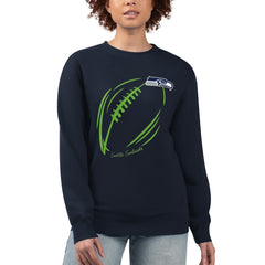 Seattle Seahawks G-III 4Her by Carl Banks Women's Football Logo Graphic Fleece Tri-Blend Pullover Sweatshirt Navy