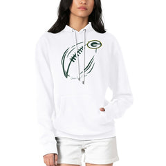 Green Bay Packers G-III 4Her by Carl Banks Women's Football Logo Fleece Tri-Blend Pullover Hoodie White