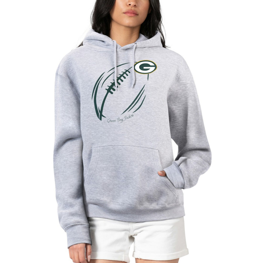 Green Bay Packers G-III 4Her by Carl Banks Women's Football Logo Fleece Tri-Blend Pullover Hoodie Heather Gray