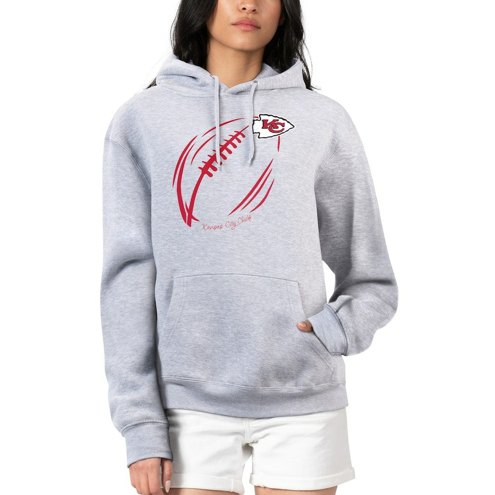 Kansas City Chiefs G-III 4Her by Carl Banks Women's Football Logo Fleece Tri-Blend Pullover Hoodie Heather Gray