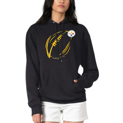 Pittsburgh Steelers G-III 4Her by Carl Banks Women's Football Logo Fleece Tri-Blend Pullover Hoodie Black