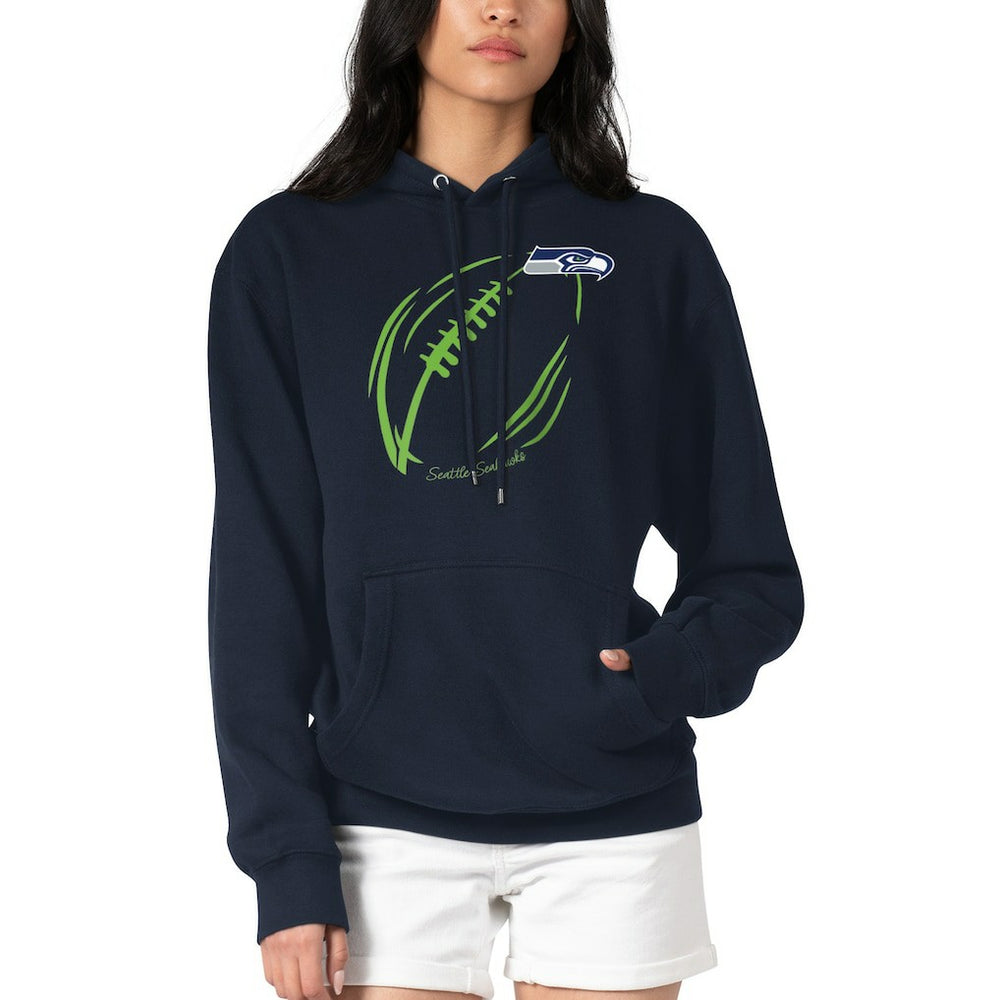 Seattle Seahawks G-III 4Her by Carl Banks Women's Football Logo Fleece Tri-Blend Pullover Hoodie Navy