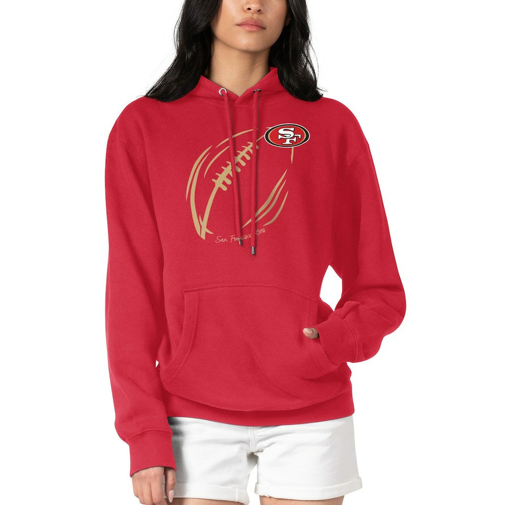 San Francisco 49ers G-III 4Her by Carl Banks Women's Football Logo Fleece Tri-Blend Pullover Hoodie Red