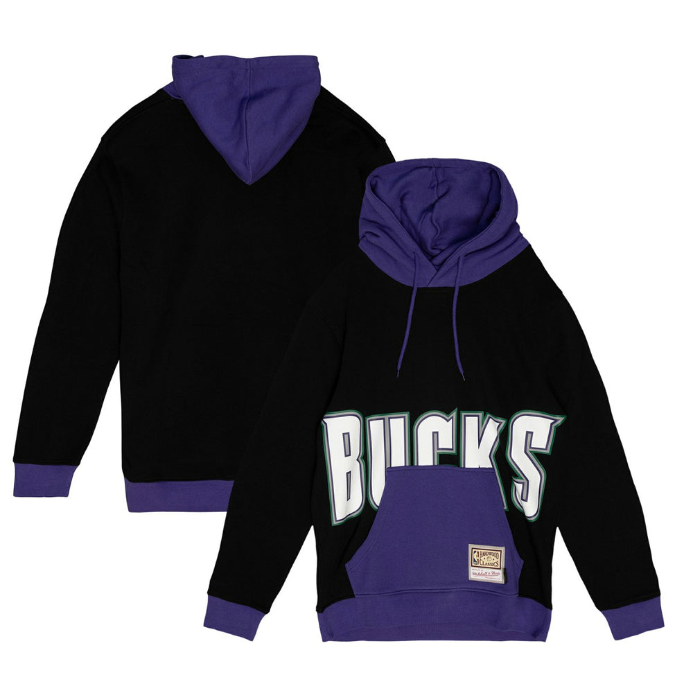Milwaukee Bucks Hardwood Classics Big Face 5.0 Pullover Hoodie Black | Mitchell & Ness online