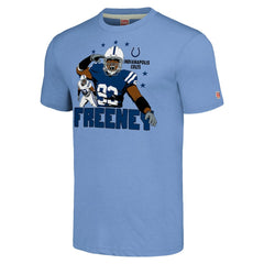 Dwight Freeney Indianapolis Colts Homage Unisex Caricature Retired Player Tri-Blend T-Shirt Light Blue