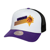 Phoenix Suns Hardwood Classics Blocker Foam Front Trucker Snapback Hat White | Mitchell & Ness US