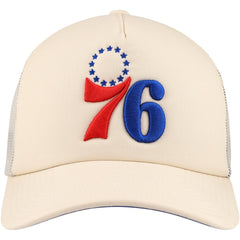 Philadelphia 76ers Trucker Adjustable Hat Cream | Mitchell & Ness US