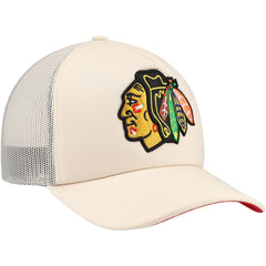 Chicago Blackhawks Mitchell & Ness Foam Front Trucker Adjustable Hat - Cream - NHL 201463700
