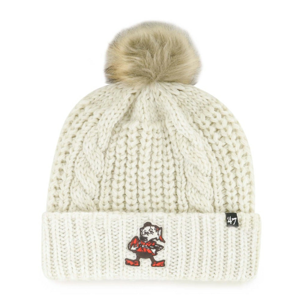 47 brand Cleveland Browns '47 Women's Meeko Cuffed Knit Hat with Pom Cream