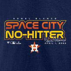 Ronel Blanco Houston Astros Space City No-Hitter T-Shirt - Navy - MLB Discount