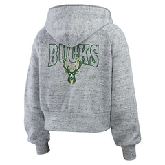Milwaukee Bucks WEAR by Erin Andrews Women's Speckled Radiator Full-Zip Hoodie Heather Gray