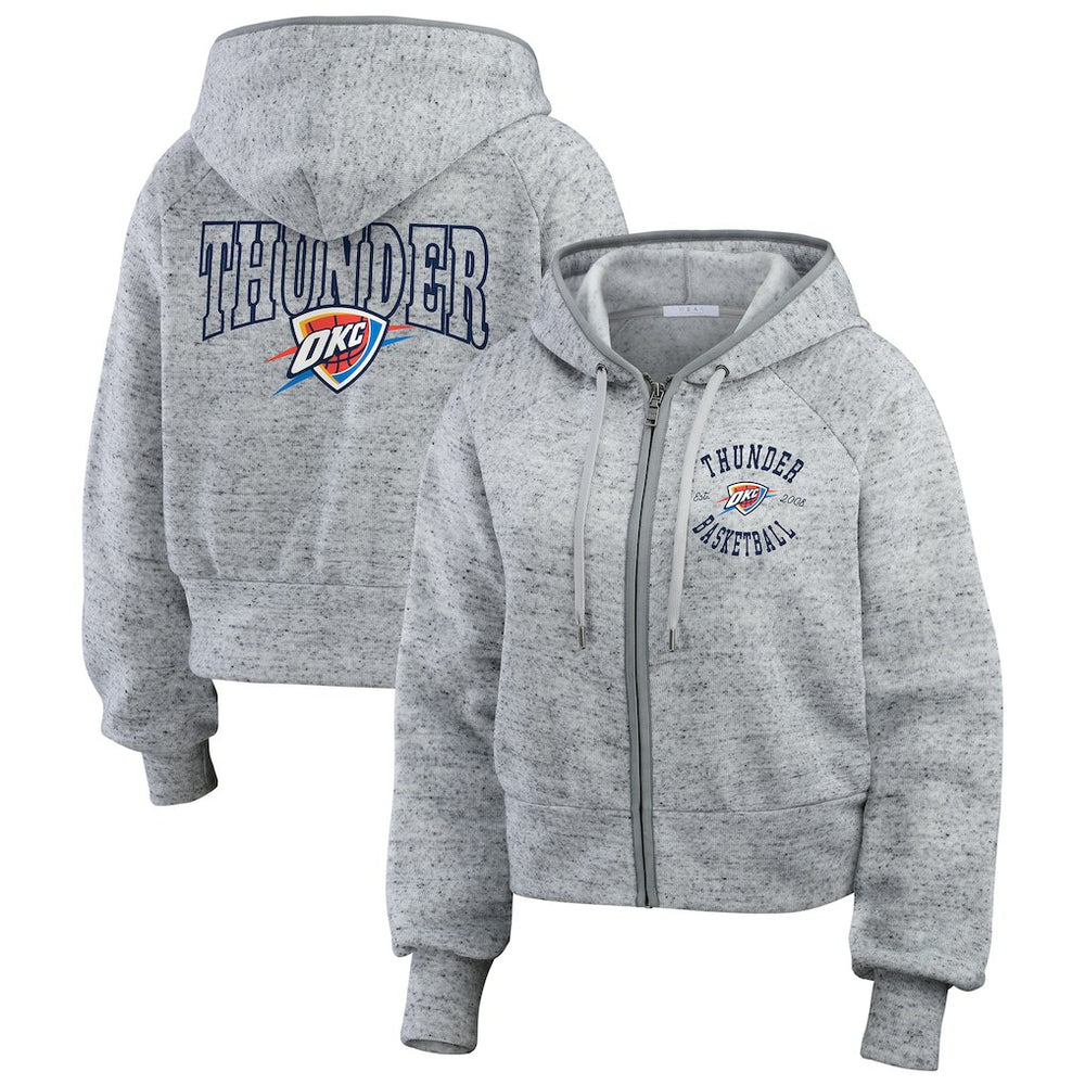 Oklahoma City Thunder WEAR by Erin Andrews Women's Speckled Radiator Full-Zip Hoodie Heather Gray
