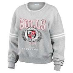 Chicago Bulls WEAR by Erin Andrews Women's French Terry Pullover Sweatshirt Heather Gray