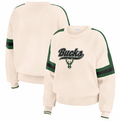 Milwaukee Bucks WEAR by Erin Andrews Women's Stripe Pullover Sweater Cream