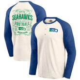 Fanatics Seattle Seahawks Darius Rucker Collection Raglan Henley Long Sleeve T-Shirt Cream/Royal