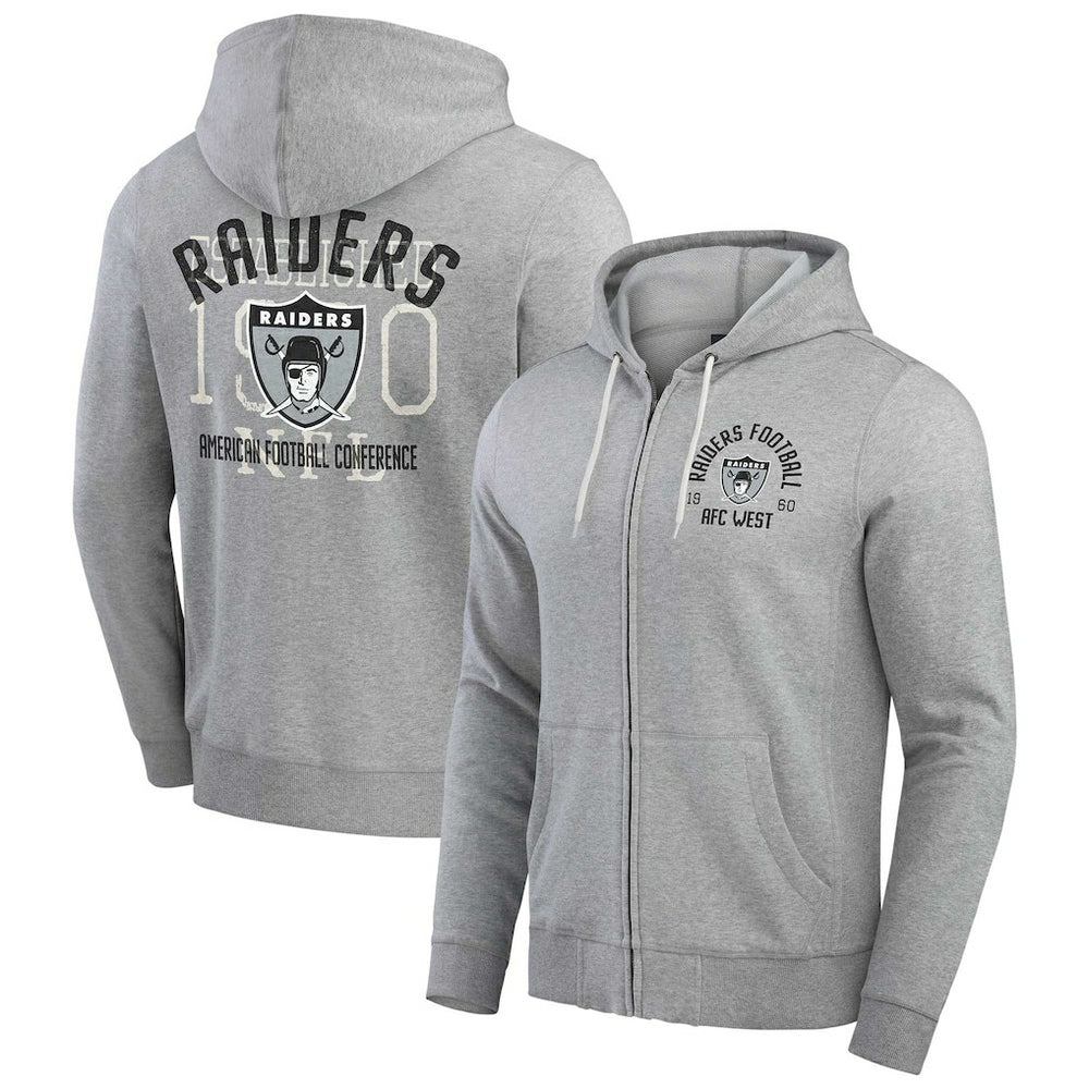 Fanatics Las Vegas Raiders Darius Rucker Collection Vintage Stripe Full-Zip Hoodie Heather Gray