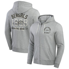 Fanatics Cincinnati Bengals Darius Rucker Collection Vintage Stripe Full-Zip Hoodie Heather Gray