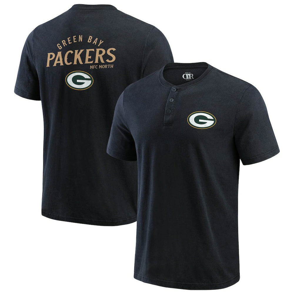 Fanatics Green Bay Packers Darius Rucker Collection Washed Henley T-Shirt Black