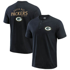 Fanatics Green Bay Packers Darius Rucker Collection Washed Henley T-Shirt Black