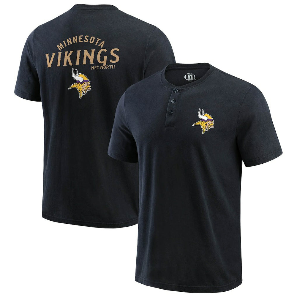 Fanatics Minnesota Vikings Darius Rucker Collection Washed Henley T-Shirt Black