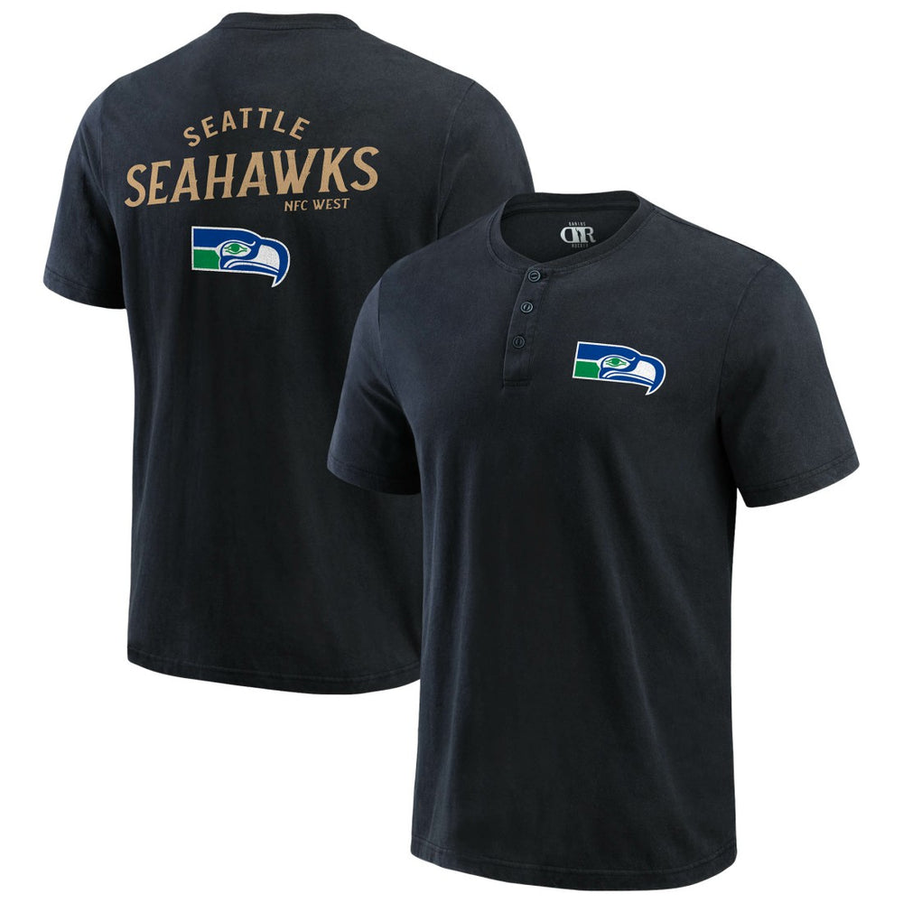 Fanatics Seattle Seahawks Darius Rucker Collection Washed Henley T-Shirt Black