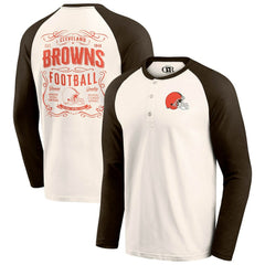 Fanatics Cleveland Browns Darius Rucker Collection Raglan Henley T-Shirt Cream/Brown
