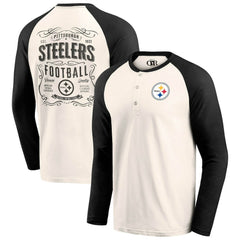 Fanatics Pittsburgh Steelers Darius Rucker Collection Raglan Henley T-Shirt Cream/Black