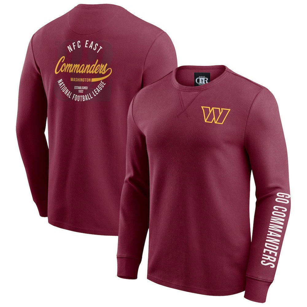 Fanatics Washington Commanders Darius Rucker Collection Washed Waffle-Knit Long Sleeve T-Shirt Burgundy