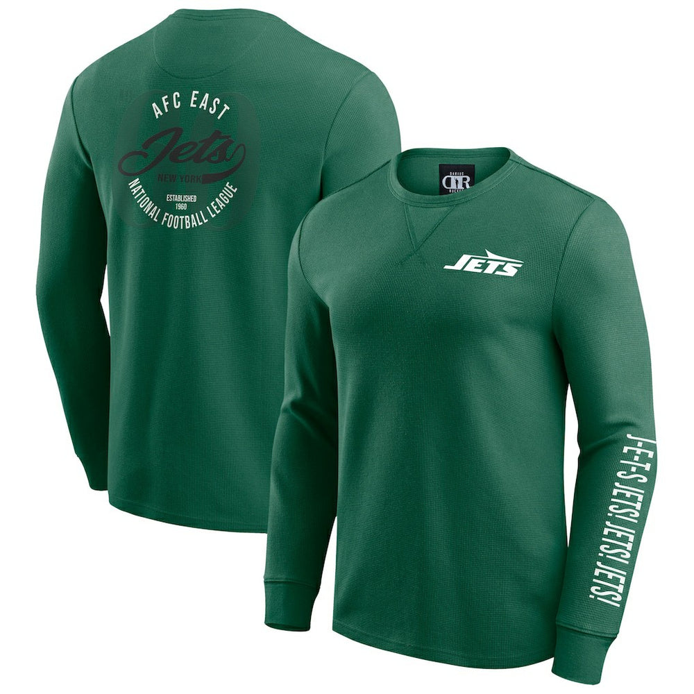 Fanatics New York Jets Darius Rucker Collection Washed Waffle-Knit Long Sleeve T-Shirt Green