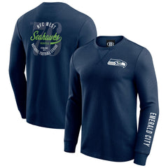 Fanatics Seattle Seahawks Darius Rucker Collection Washed Waffle-Knit Long Sleeve T-Shirt College Navy