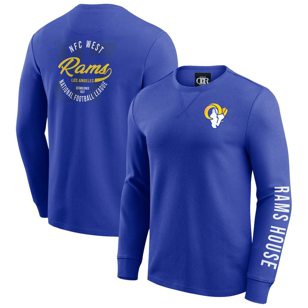 Fanatics Los Angeles Rams Darius Rucker Collection Washed Waffle-Knit Long Sleeve T-Shirt Royal