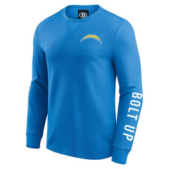 Fanatics Los Angeles Chargers Darius Rucker Collection Washed Waffle-Knit Long Sleeve T-Shirt Powder Blue