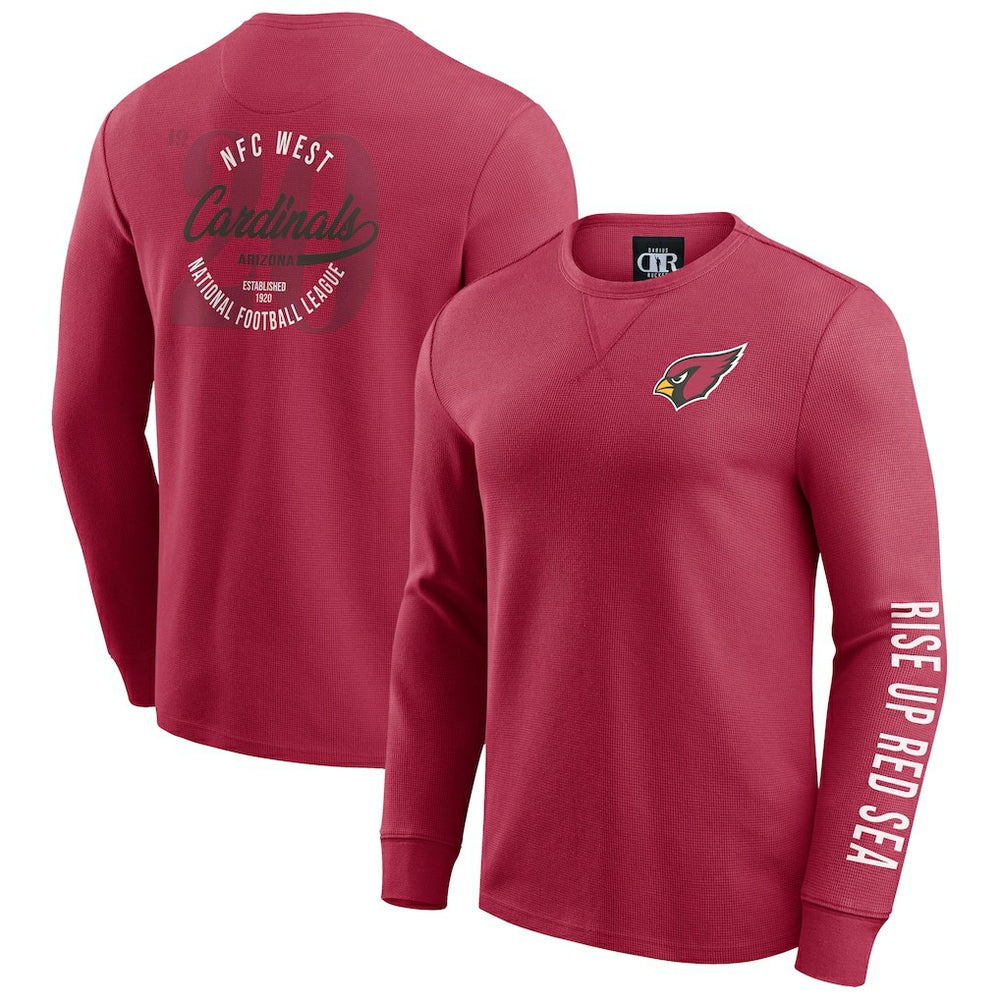 Fanatics Arizona Cardinals Darius Rucker Collection Washed Waffle-Knit Long Sleeve T-Shirt Red