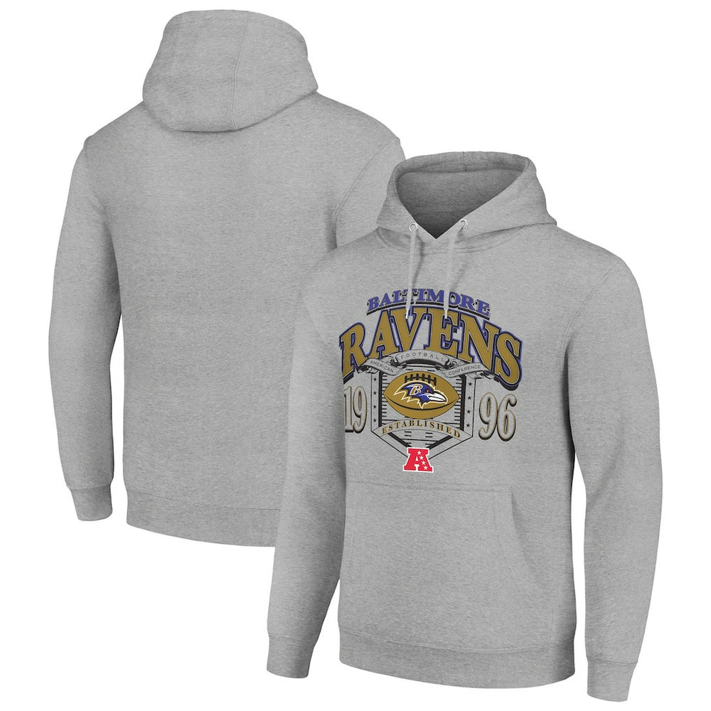 Baltimore Ravens Starter 80s Retro Pullover Hoodie Heather Gray