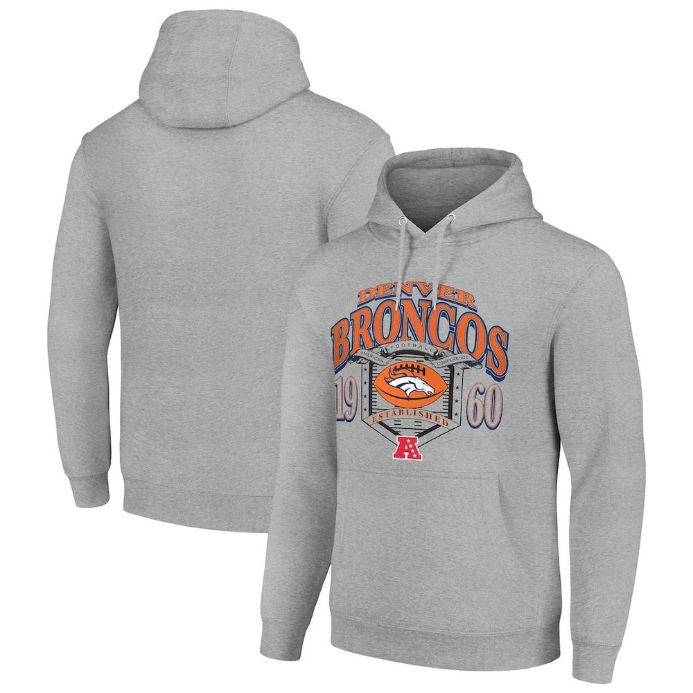 Denver Broncos Starter 80s Retro Pullover Hoodie Heather Gray