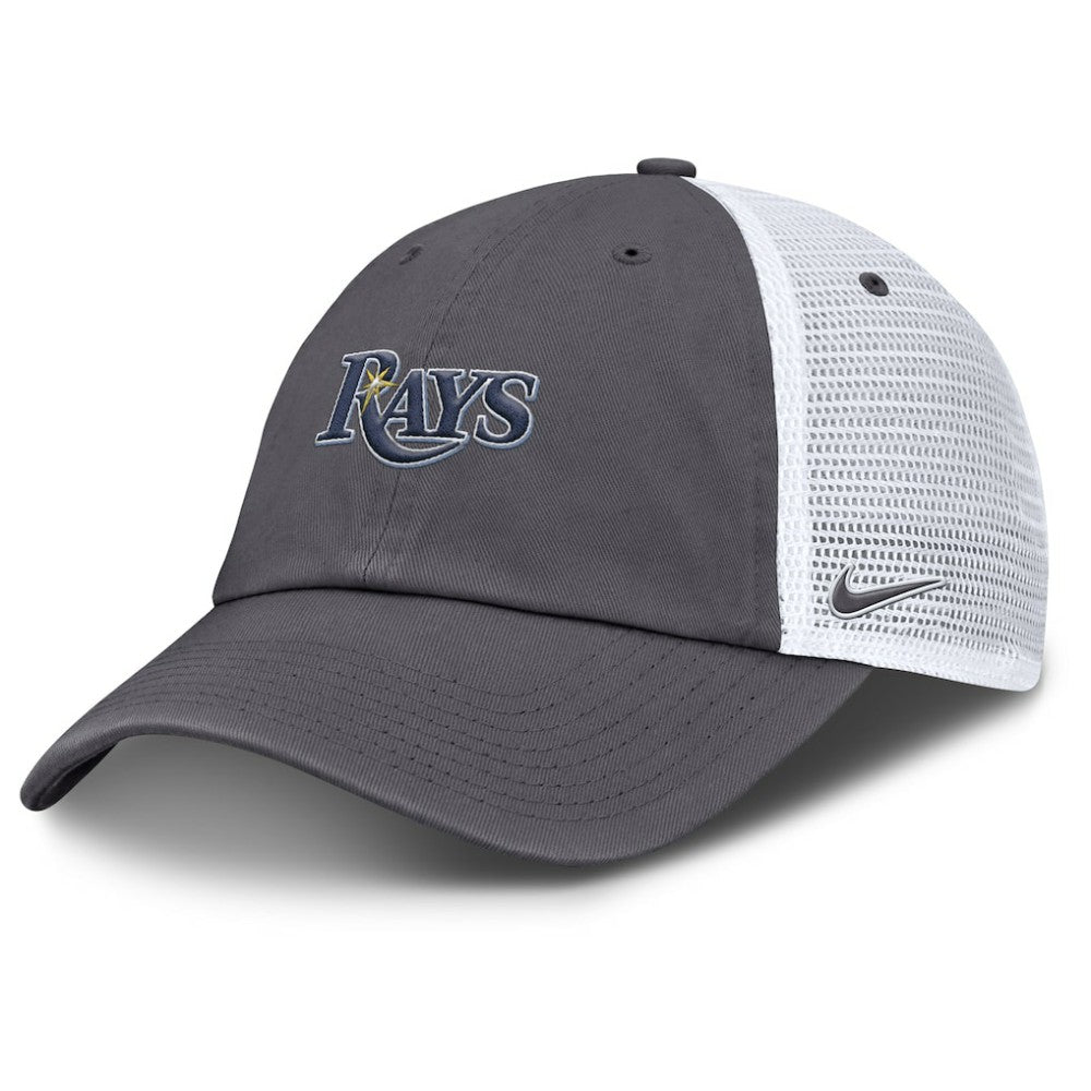 Tampa Bay Rays Nike Wordmark Club Adjustable Trucker Hat - Gray - Nike Discount