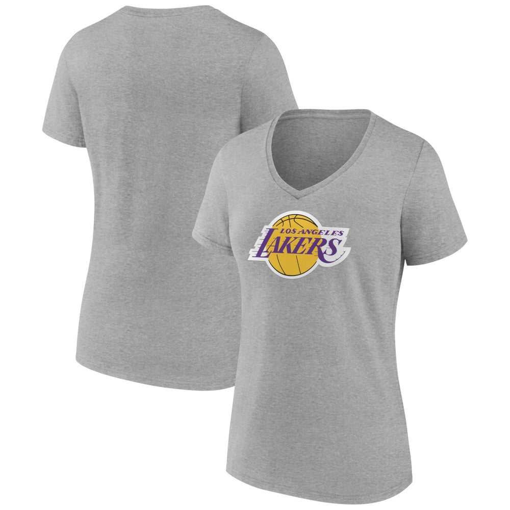Los Angeles Lakers Women's Alternate Logo V-Neck T-Shirt Gray
