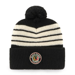 Chicago Blackhawks '47 Old Time Hockey Barn Cuffed Knit Hat with Pom - Black - NHL 201534449