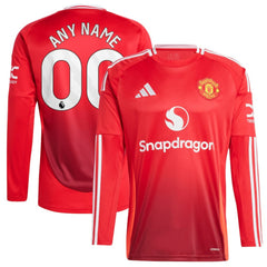 Manchester United 2024/25 Home Long Sleeve Replica Custom Jersey Red - Adidas