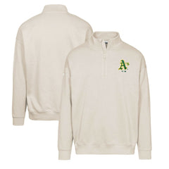 Athletics Levelwear Murray Core Logo Quarter-Zip Pullover Top - Khaki - MLB on Sale