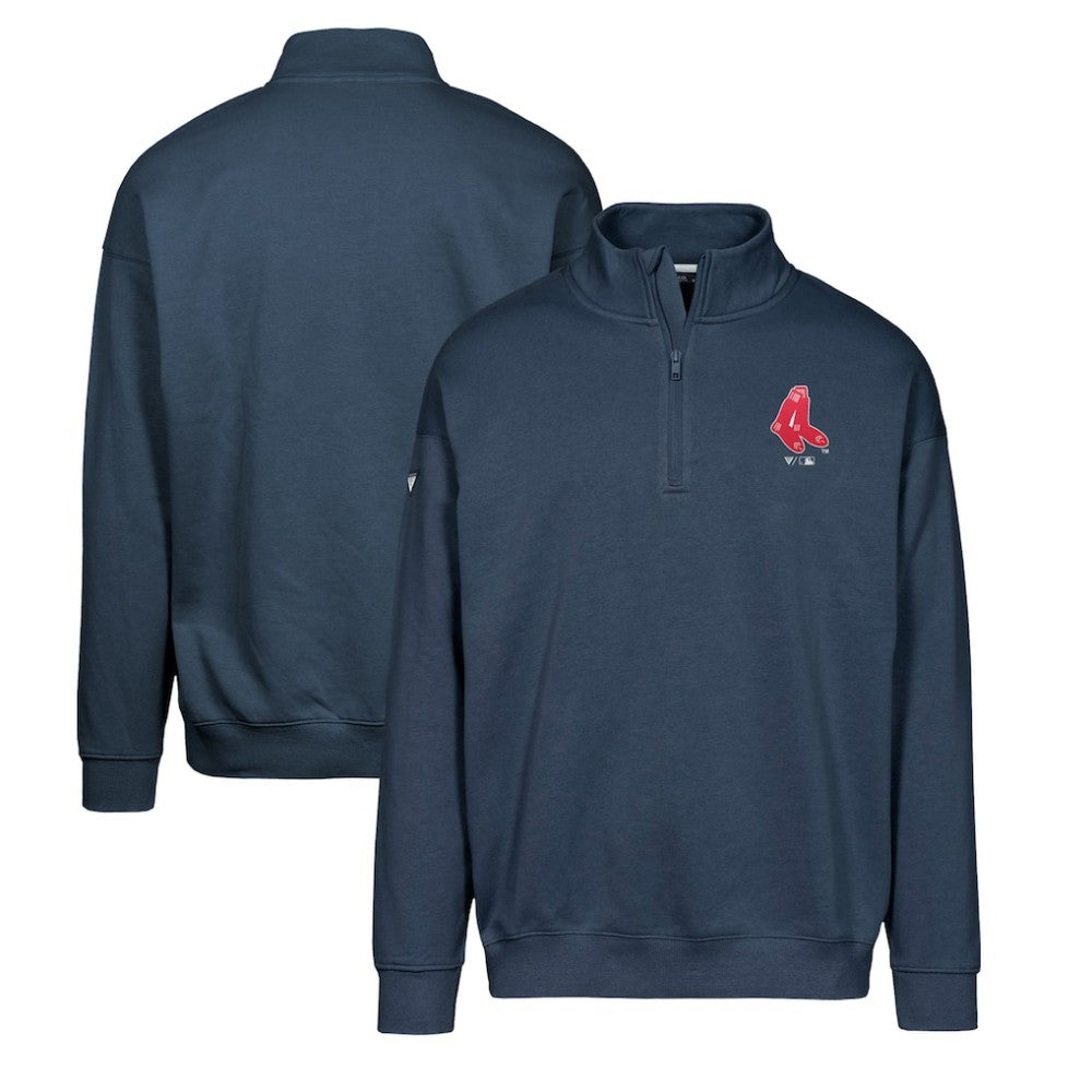 Boston Red Sox Levelwear Murray Core Logo Quarter-Zip Pullover Top - Navy - MLB Discount