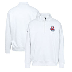 Atlanta Braves Levelwear Murray Core Logo Quarter-Zip Pullover Top - White - MLB on Sale