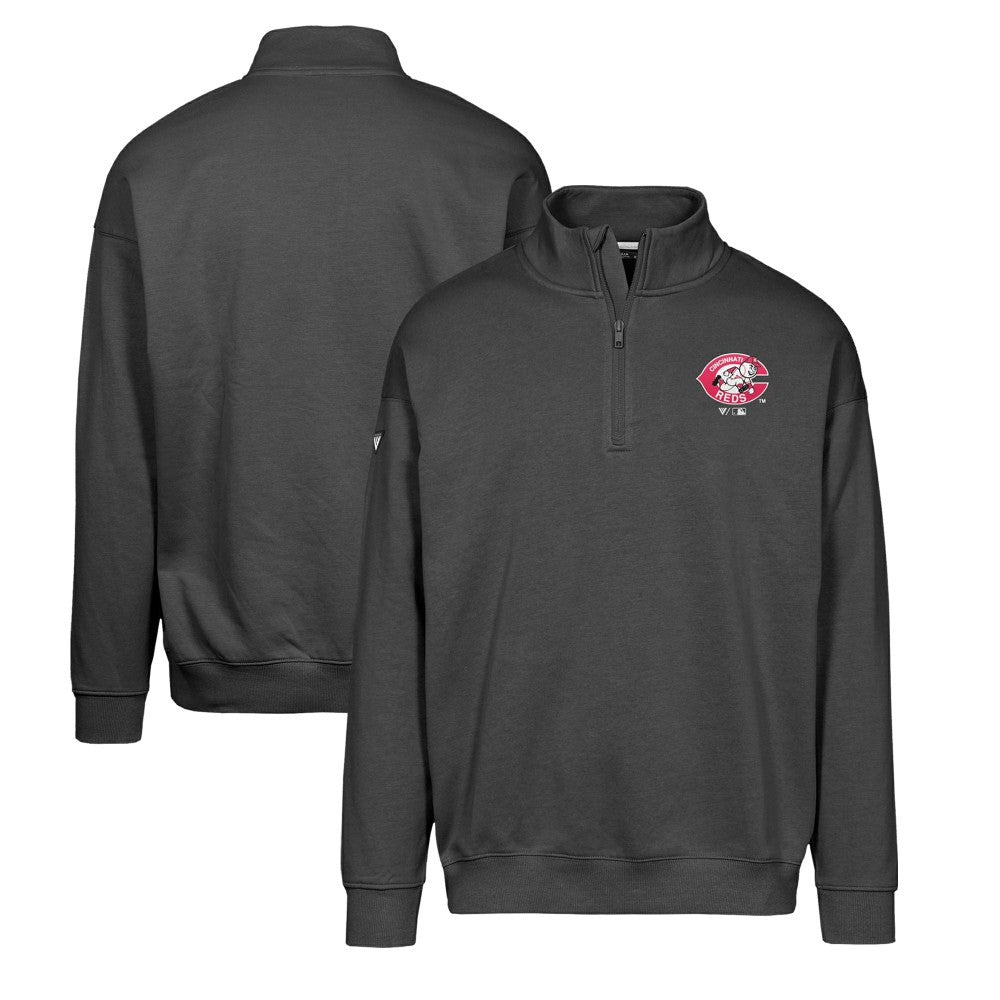 Cincinnati Reds Levelwear Murray Core Logo Quarter-Zip Pullover Top - Black - MLB on Sale