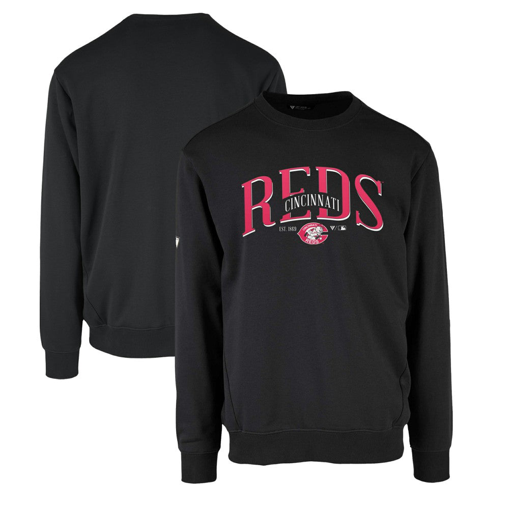 Cincinnati Reds Levelwear Zane Cooperstown Collection Retro Spellout Pullover Sweatshirt - Black - MLB on Sale