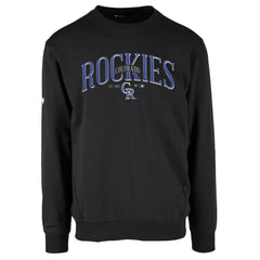 Colorado Rockies Levelwear Zane Cooperstown Collection Retro Spellout Pullover Sweatshirt - Black - MLB on Sale