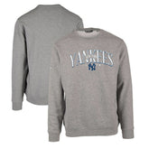 New York Yankees Levelwear Zane Cooperstown Collection Retro Spellout Pullover Sweatshirt - Gray - MLB Lifestyle